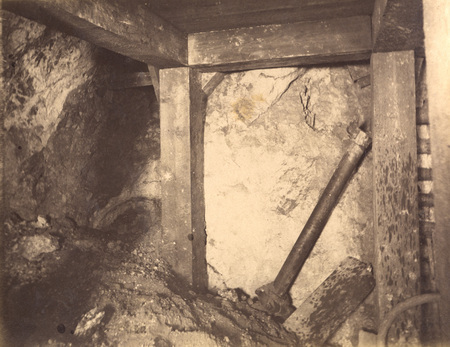 Mt Con 100 level West sill floor.  Showing ore blast of level