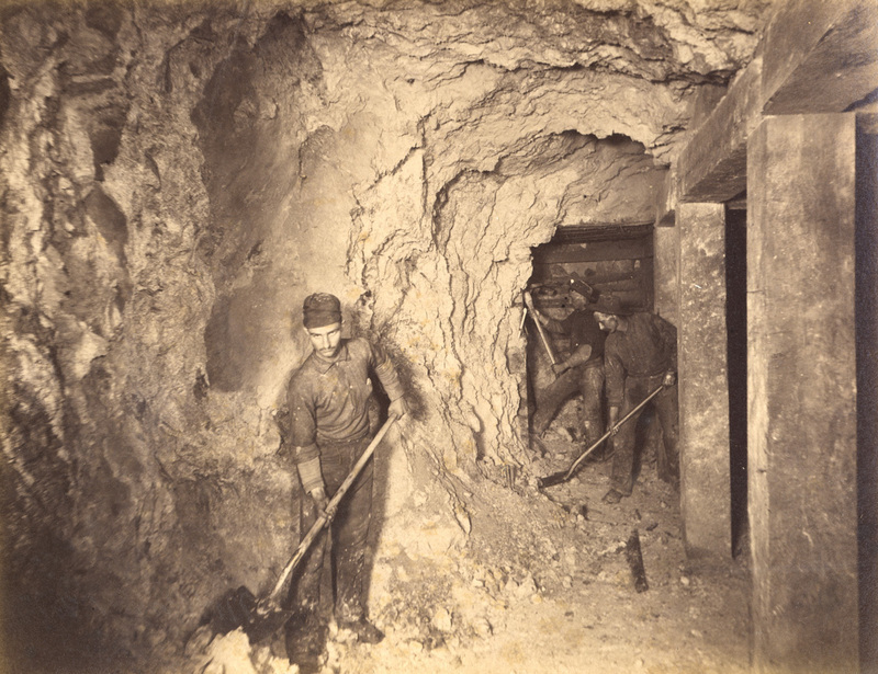 Mt Con 300 level East still floor.  Ore breast showing miners at world Ore 40 ft